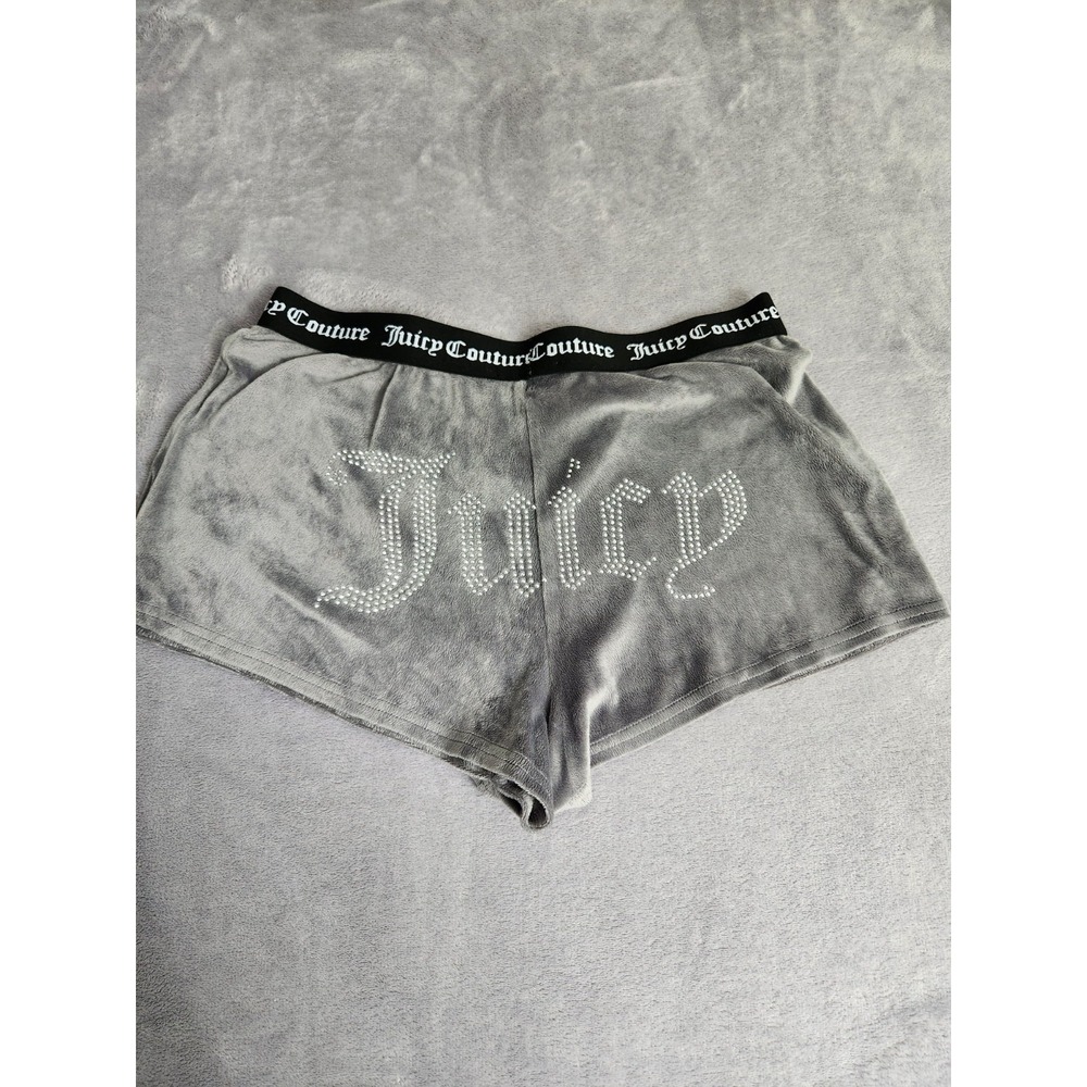 Juicy Couture Gray Velour Sleep Shorts Womens Ultra Soft Embellished Logo Size M